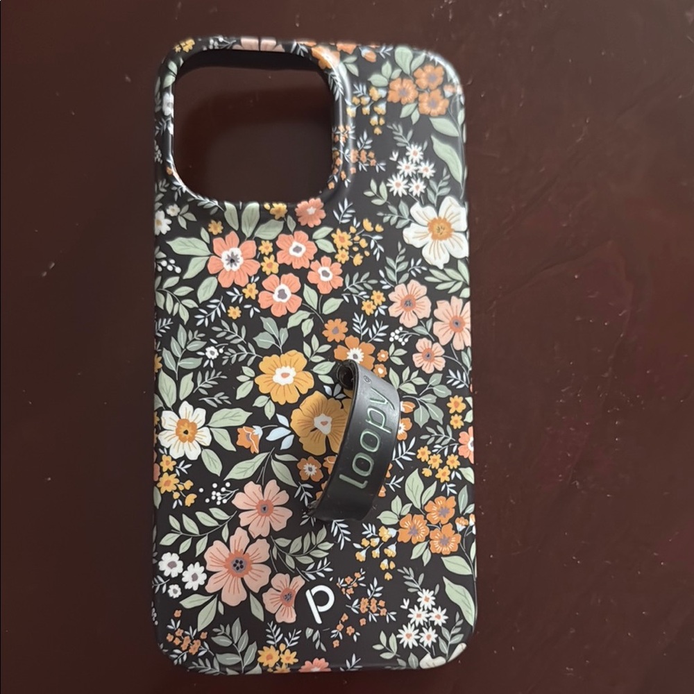 Vintage Blossoms Loopy Case Black Floral Phone Case 14 Pro Max